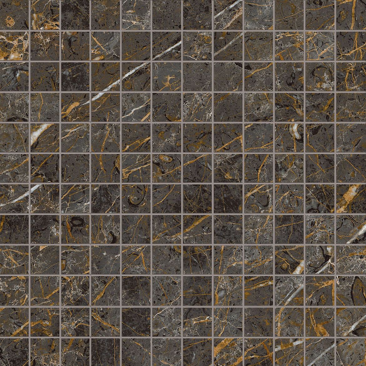 Billede af Aesthetica Golden Black Mosaik 2,5x2,5 cm (LPM - Matpoleret)