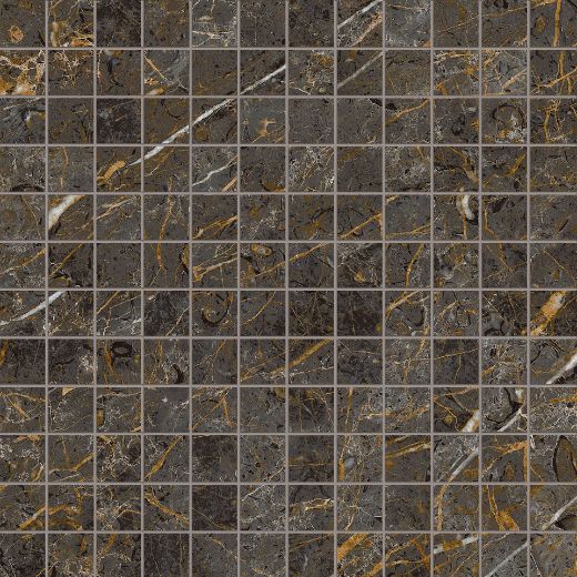 Billede af Aesthetica Golden Black Mosaik 2,5x2,5 cm (LPM - Matpoleret)