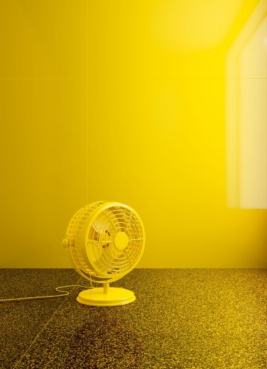 Billede af Endless Yellow Terrazzo 120x120 cm (LLL - Højglanspoleret)